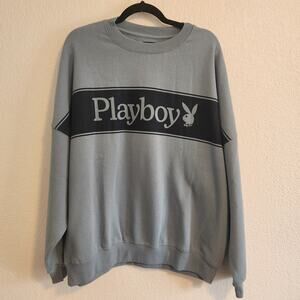 Playboy Unisex Size‎ Medium Crew Neck Blue 90's Sexy Bunny Logo Sweatshirt NWT